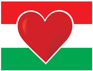 An image of the Hungarian flag, with a big red heart at the centre.