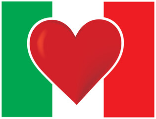 An image of the Italian flag, with a big red heart at the centre.