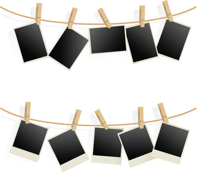 Photo Frames on Rope. Illustration on white background