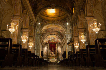 The magnificent baroque interior of the Cathedral Church (Maria Santissima Annunziata), Acireale,...