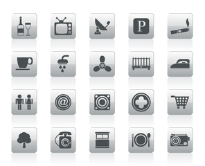 Hotel and Motel objects icons - vector icon set