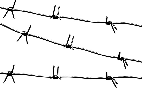 Barbed wire. Black and white pattern vector.