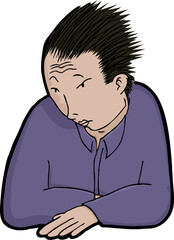 Young Asian man with spiky hair isolated over white