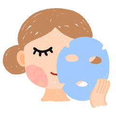 line drawing icon symbol cute cartoon Steps for skin care by facial masking
