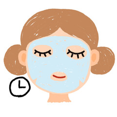 line drawing icon symbol cute cartoon Steps for skin care by facial masking