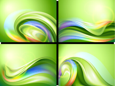 Abstract vector green background set