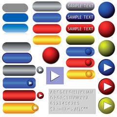 Vector illustration of the various buttons for website. This file is vector, can be scaled to any size without loss of quality.