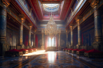 Obraz premium Majestic, richly decorated classic empty hall. Created with Generative AI technology.