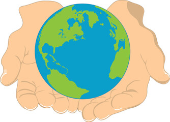 An image of the earth, being held in the hands of a human being.