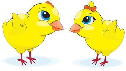 Cartoon chickens. illustration on a white background