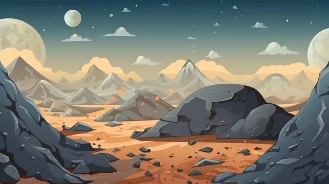 Abstract background lunar landscape. Design with an abstract background showcasing a beautifully illustrated image of a lunar landscape, evoking a sense of otherworldly beauty. Generative AI.