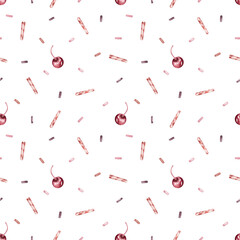 Cute sweet pattern. Seamless watercolor pattern with sweets