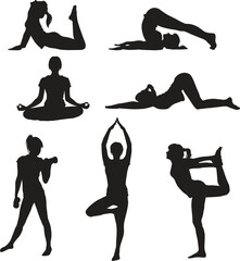 Vector illustration of a girl yoga silhouette