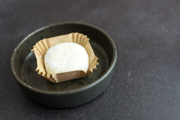 Milk Mochi ice cream. Traditional Japanese dessert. Close up