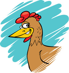 cartoon humorous illustration of funny farm hen