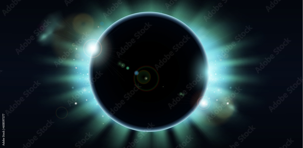 Wall mural A conceptual background featuring a total eclipse. Copy-space centre and to the sides.