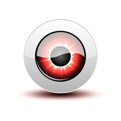 Red eye icon with shadow on white, vector illustration, eps10