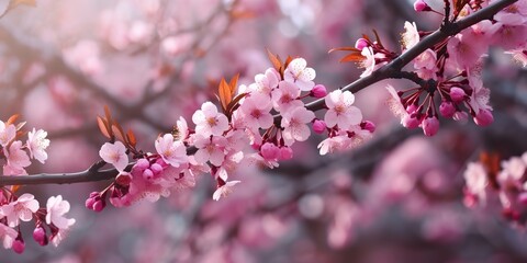 Fototapeta na wymiar AI Generated. AI Generative. Traditional Japanese flower sakura cherry blossom tree. Graphic Art