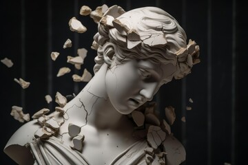 Broken greek female statue. Generate Ai