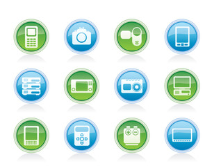 technical, media and electronics icons - vector icon set