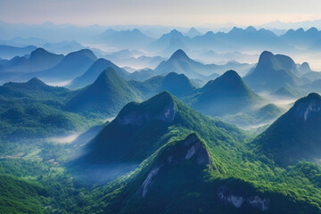 Obraz premium The natural landscape of the mountains and water in Guilin, China