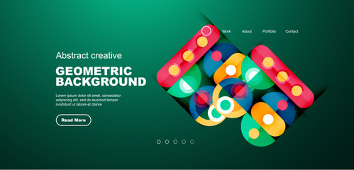 Simple circles and round elements pattern. Minimalist design geometric landing page. Creative concept for business, technology, science or print design