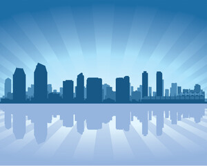 Obraz premium San Diego skyline with reflection in water