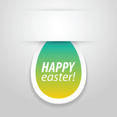 Vector happy easter yellow-blue tag on grey background.