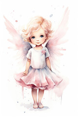 Fototapeta premium angle fairy watercolor clipart cute isolated on white background