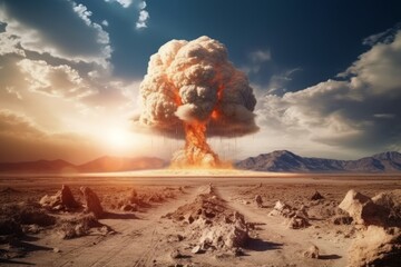 Terrible explosion of a nuclear bomb. Generative AI