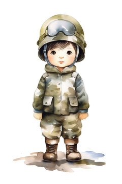 recommend clip art: army military soldier watercolor clipart cute isolated on white background
