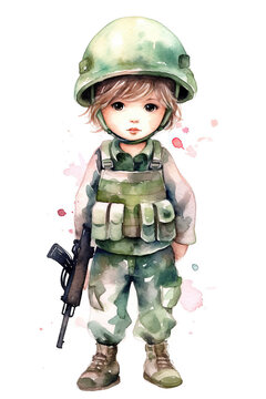 recommend clip art: army military soldier watercolor clipart cute isolated on white background