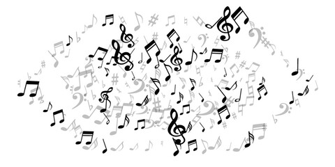 Music note icons vector pattern. Sound