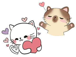 Doodle cat kitten character family animal digital clipart emotion illustration for sticker, planner, greetings card