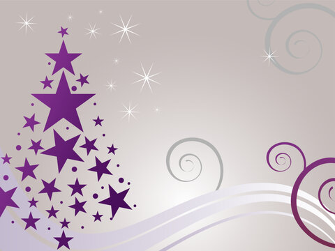vector illustration of a purple christmas tree on an abstract background