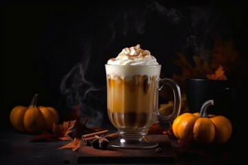 Pumpkin drink coffee food. Generate Ai