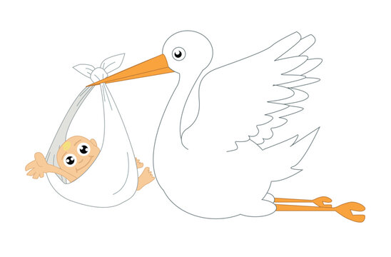 Stork and baby vector illustration