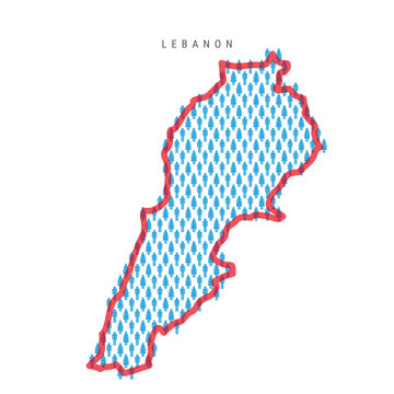 Lebanon population map. Stick figures Lebanese people map. Pattern of men and women. Flat vector illustration