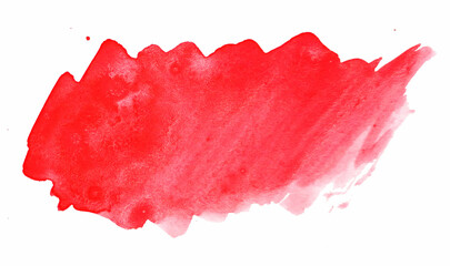 Red Abstract Watercolor Brush Stroke on White Background