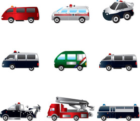 Vector illustration of different types car
