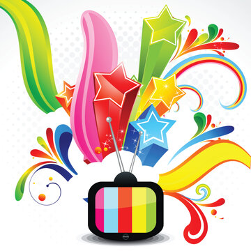 abstract television with explode star vector illustration