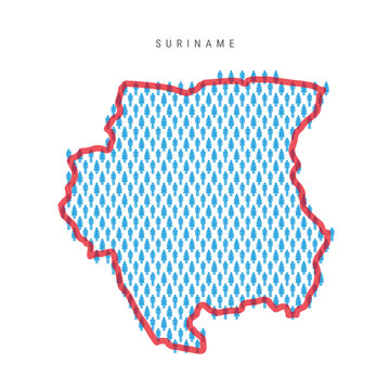 Suriname population map. Stick figures Surinamese people map. Pattern of men and women. Flat vector illustration