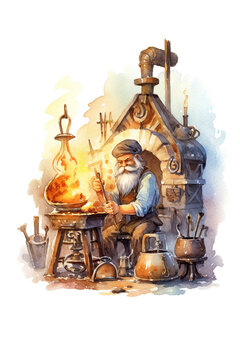recommend clip art: blacksmith watercolor clipart cute isolated on white background