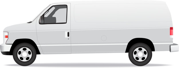 Delivery van side view illustration isolated on white