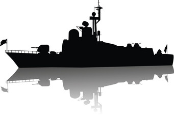 Soviet (russian) missile boat  silhouette. Vector on separate layers © Designpics