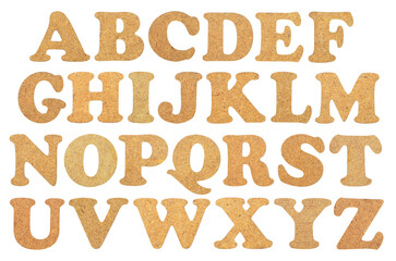 Wooden letters alphabet without shadows isolated on transparent background