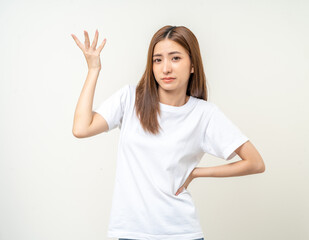 Angry asian woman emotional. Screaming hate rage. Young asian woman annoyed in mad bad furious gesture. Unhappy expressions people on isolated