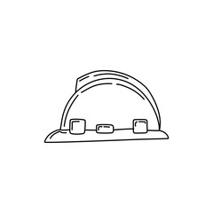 Engineer helmet hand drawn outline doodle icon. Hard hat vector sketch illustration for print, web, mobile and infographics isolated on white background