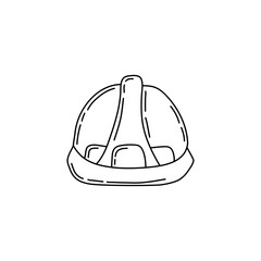 Engineer helmet hand drawn outline doodle icon. Hard hat vector sketch illustration for print, web, mobile and infographics isolated on white background