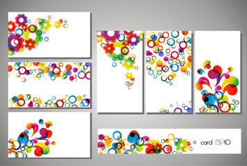 colorful business cards on white background